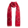 Red Cotton And Linen Scarf - Burgundy Macro Flowers