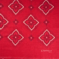 Red Cotton And Linen Scarf - Burgundy Macro Flowers