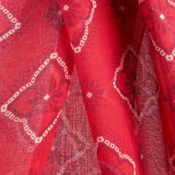 Red Cotton And Linen Scarf - Burgundy Macro Flowers