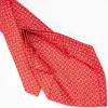 Red 7 Fold Sartorial Silk Tie - Small Flower Pattern