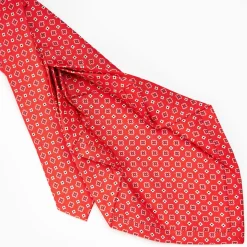 Red 7 Fold Sartorial Silk Tie - Small Flower Pattern