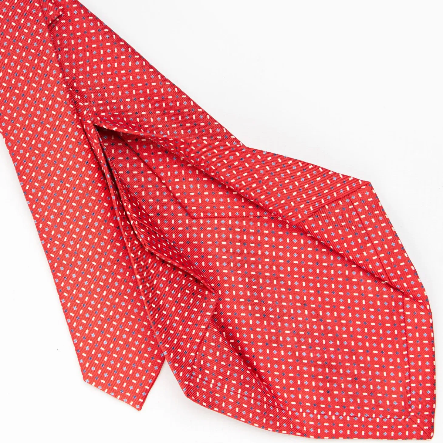 Red 5 Fold Sartorial Silk Tie - Small Flower Pattern