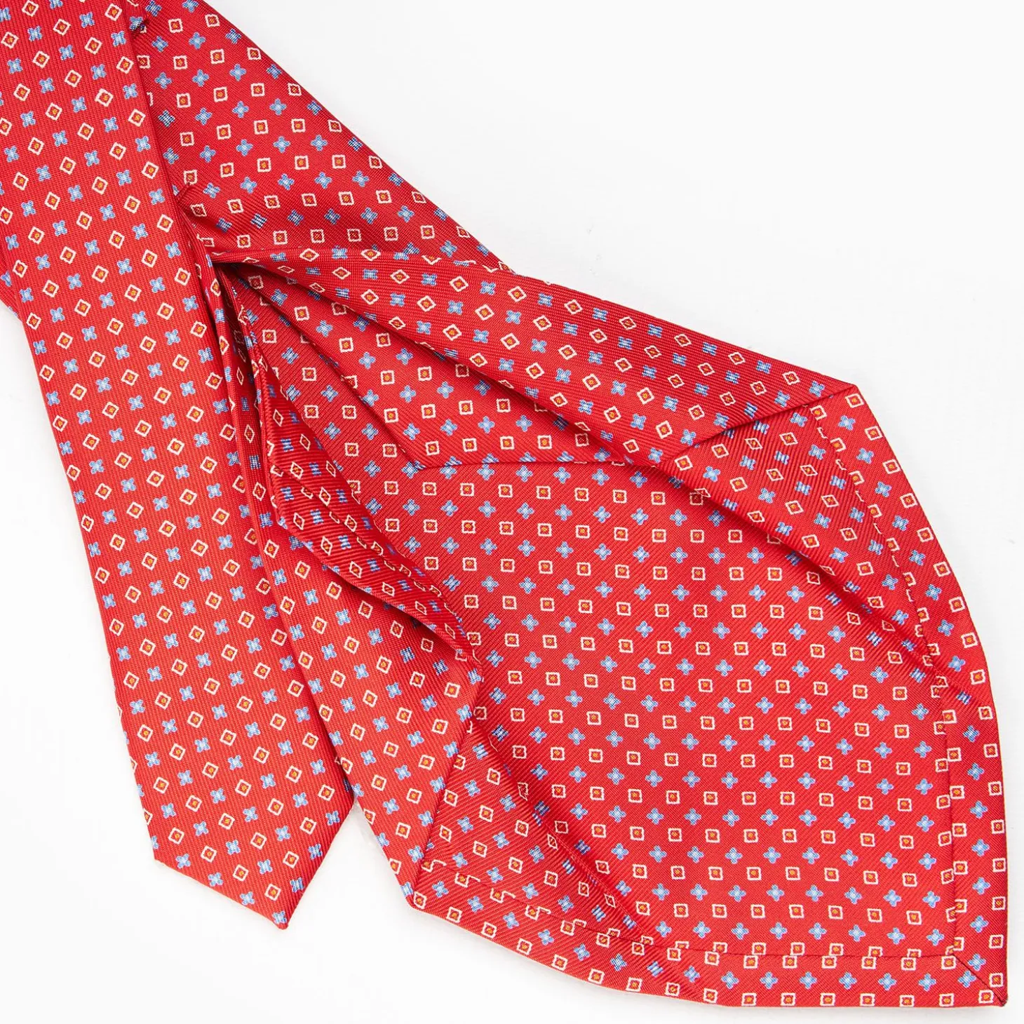Red 5 Fold Sartorial Silk Tie - Small Flower Pattern