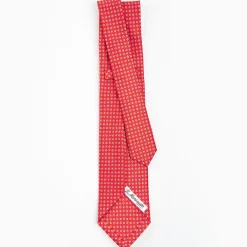 Red 5 Fold Sartorial Silk Tie - Small Flower Pattern