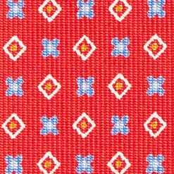 Red 5 Fold Sartorial Silk Tie - Small Flower Pattern