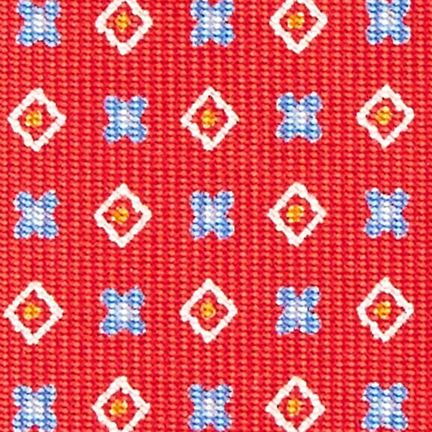 Red 5 Fold Sartorial Silk Tie - Small Flower Pattern