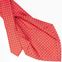 Red 5 Fold Sartorial Silk Tie - Small Flower Pattern