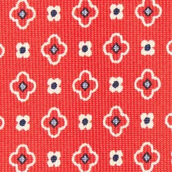 Red 5 Fold Sartorial Silk Tie - Small Flower Pattern