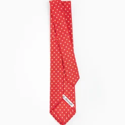 Red 5 Fold Sartorial Silk Tie - Small Flower Pattern