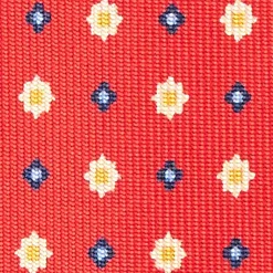 Red 5 Fold Sartorial Silk Tie - Small Flower Pattern