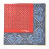 Red Hand-Printed Silk Pocket Square Small Flower Pattern