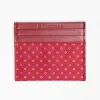 Red Leather And Silk Credit Card Holder