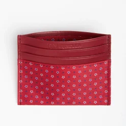 Red Leather And Silk Credit Card Holder