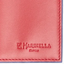 Red Leather Folding Card Holder - 10 Compartments