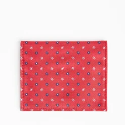 Red Leather Folding Card Holder - 10 Compartments