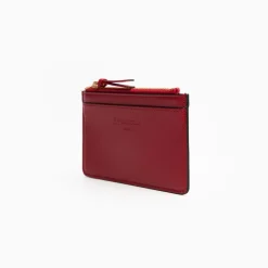 Red Leather Zip Credit Card Holder