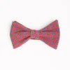 Red Pre-Knotted Silk Bowtie - Large Flower Pattern