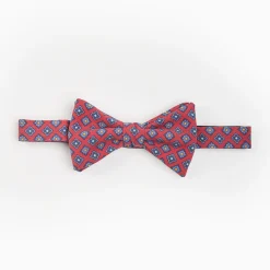Red Pre-Knotted Silk Bowtie - Large Flower Pattern