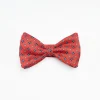 Red Pre-Knotted Silk Bowtie- Small Flower Pattern