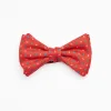 Red Pre-Knotted Silk Bowtie- Small Flower Pattern