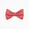 Red Pre-Knotted Silk Bowtie- Small Flower Pattern