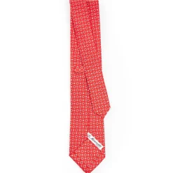 Red Sartorial Classic Silk Tie - Small Flower Pattern