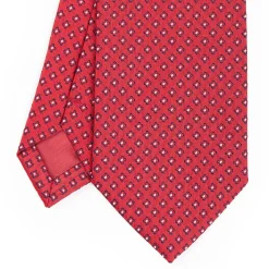 Red Sartorial Jacquard Silk Tie - Small Geometric Pattern