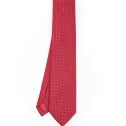 Red Sartorial Jacquard Silk Tie - Small Geometric Pattern