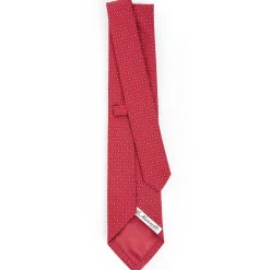 Red Sartorial Jacquard Silk Tie - Small Geometric Pattern