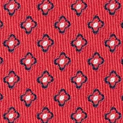 Red Sartorial Jacquard Silk Tie - Small Geometric Pattern