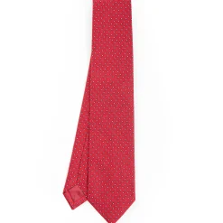 Red Sartorial Jacquard Silk Tie - Small Geometric Pattern