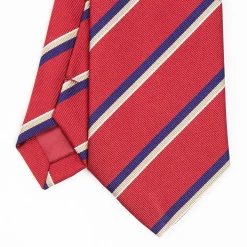 Red Sartorial Striped Silk Tie