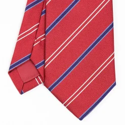 Red Sartorial Striped Silk Tie