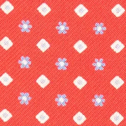 Red Silk Ascot Tie - Small Flower Designs