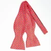 Red Silk Bowtie To Self-Tie - Small Flower Pattern