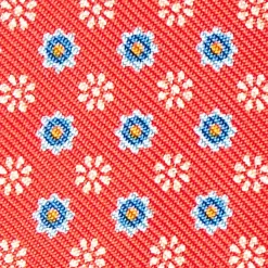 Red Silk Bowtie To Self-Tie - Small Flower Pattern