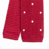 Red Silk Knitted Tie - Polka Dot Pattern