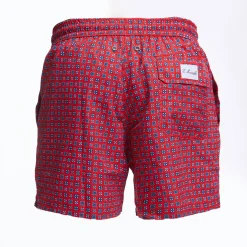 Red Swim Short - Large Flower Pattern
