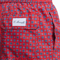 Red Swim Short - Large Flower Pattern