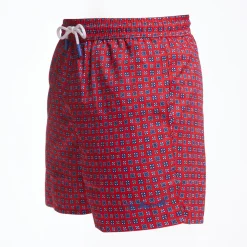 Red Swim Short - Large Flower Pattern