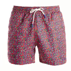 Red Swim Shorts- Paisley Pattern