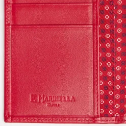 Red Vertical Wallet In Silk And Leather