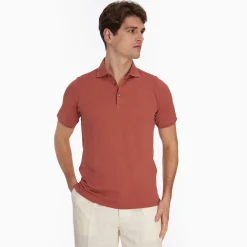 Salmon Short Sleeve Pique Cotton Polo