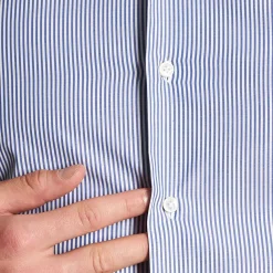 Slim White And Blue Striped Cotton Classic Shirt