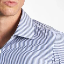 Slim White And Blue Striped Cotton Classic Shirt