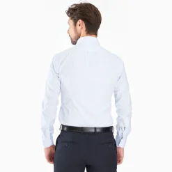 Slim White And Light Blue Striped Cotton Classic Shirt