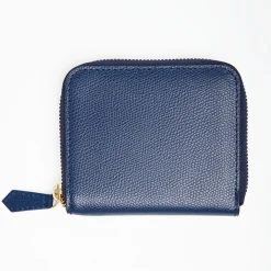Small Dark Blue Hammered Leather Wallet