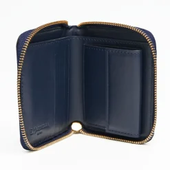 Small Dark Blue Hammered Leather Wallet