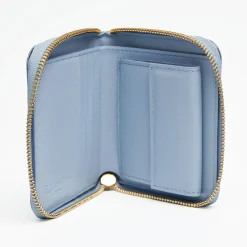 Small Light Blue Hammered Leather Wallet