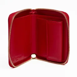 Small Red Hammered Leather Wallet